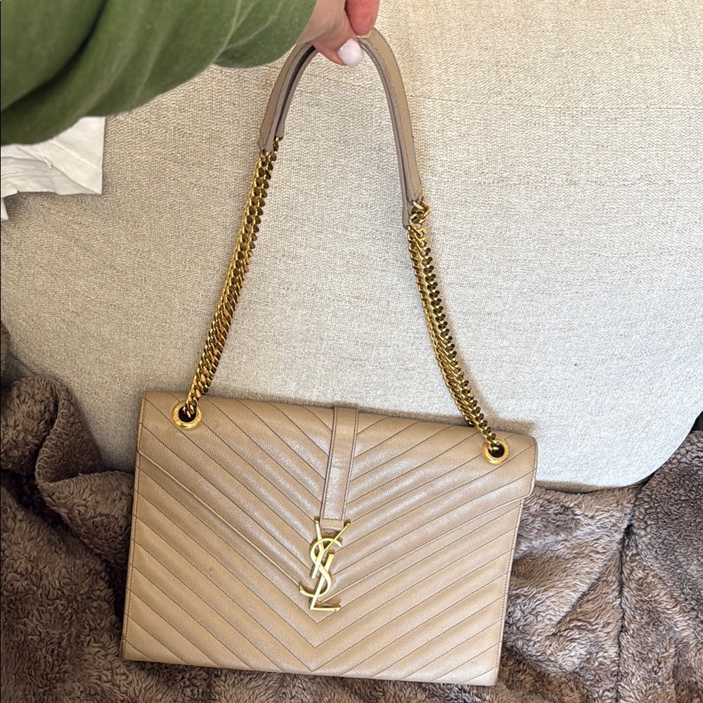 Yves Saint Laurent Tan Quilted Shoulder Bag